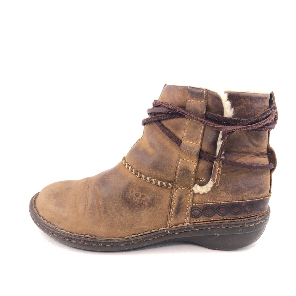 UGG Cove Brown Leather Winter Boots 8